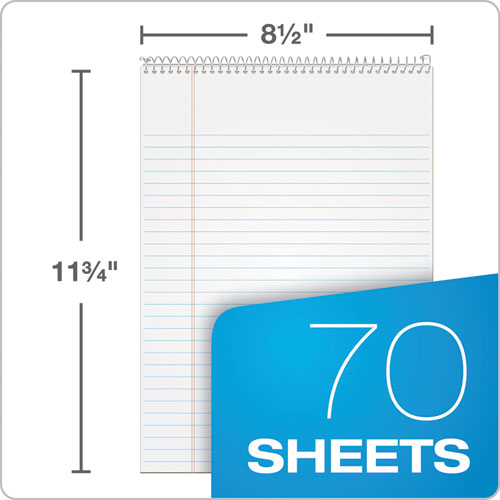 Image of Tops™ Docket Ruled Wirebound Pad With Cover, Wide/Legal Rule, Blue Cover, 70 White 8.5 X 11.75 Sheets