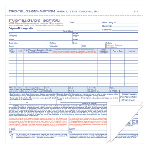Hazardous Material Short Form, Three-Part Carbonless, 7 x 8.5, 1/Page, 250 Forms