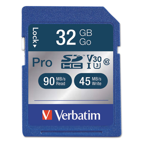 Verbatim® 32Gb Pro 600X Sdhc Memory Card, Uhs-I V30 U3 Class 10