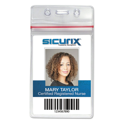 Image of Sicurix® Sealable Cardholder, Vertical, 2.62 X 3.75, Clear, 50/Pack