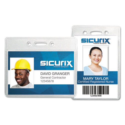 Image of Sicurix Proximity Badge Holder, Horizontal, 4w x 3h, Clear, 50/Pack