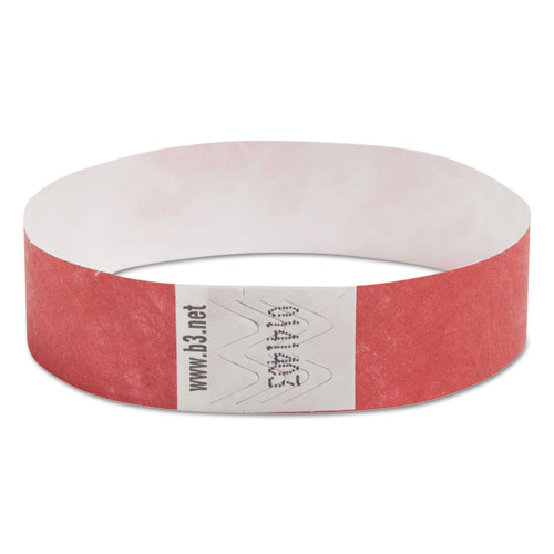 Security Wristbands, Sequentially Numbered, 10" x 0.75", Red, 100/Pack