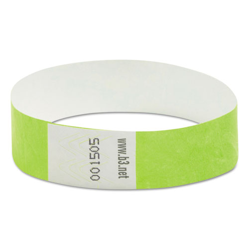 Security Wristbands, Sequentially Numbered, 10" x 0.75", Green, 100/Pack