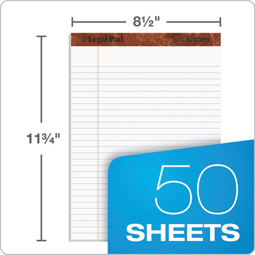 Image of "The Legal Pad" Ruled Perforated Pads, Wide/Legal Rule, 50 White 8.5 x 11.75 Sheets, Dozen