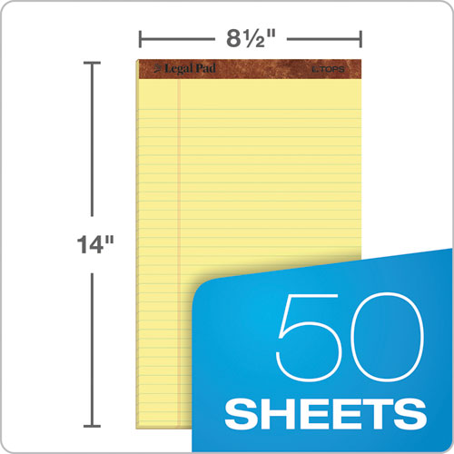 "The Legal Pad" Perforated Pads, Wide/Legal Rule, 8.5 x 14, Canary, 50 Sheets, Dozen
