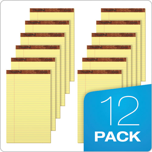 Image of Tops™ "The Legal Pad" Plus Ruled Perforated Pads With 40 Pt. Back, Wide/Legal Rule, 50 Canary-Yellow 8.5 X 14 Sheets, Dozen