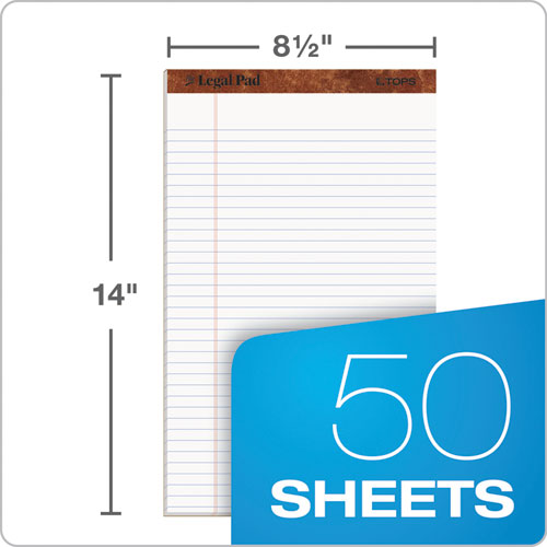 Image of Tops™ "The Legal Pad" Ruled Perforated Pads, Wide/Legal Rule, 50 White 8.5 X 14 Sheets, Dozen