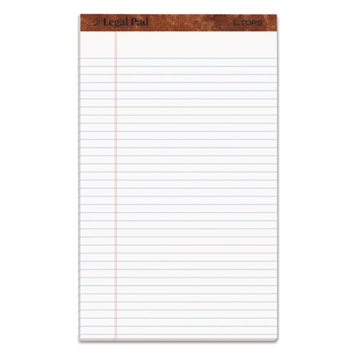TOPS™ "The Legal Pad" Ruled Perforated Pads, Wide/Legal Rule, 50 White 8.5 x 14 Sheets, Dozen