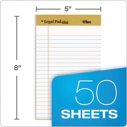 Image of Tops™ "The Legal Pad" Plus Ruled Perforated Pads With 40 Pt. Back, Narrow Rule, 50 White 5 X 8 Sheets, Dozen