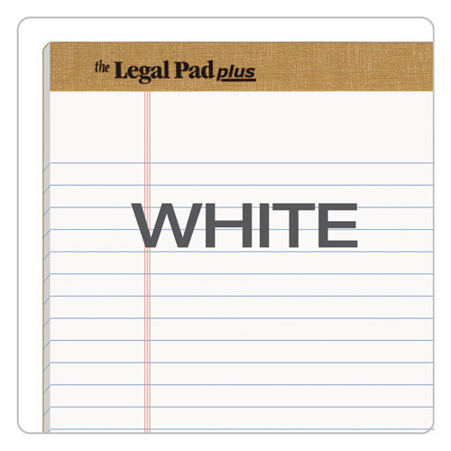 Image of "The Legal Pad" Plus Ruled Perforated Pads with 40 pt. Back, Wide/Legal Rule, 50 White 8.5 x 11.75 Sheets, Dozen