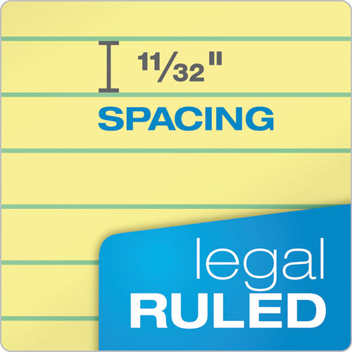 Image of "The Legal Pad" Plus Ruled Perforated Pads with 40 pt. Back, Wide/Legal Rule, 50 Canary-Yellow 8.5 x 14 Sheets, Dozen