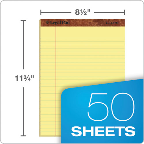 Image of "The Legal Pad" Ruled Perforated Pads, Wide/Legal Rule, 50 Canary-Yellow 8.5 x 11 Sheets, 3/Pack