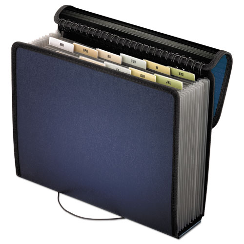 Image of Spiral Poly Expanding File, 4" Expansion, 13 Sections, Cord/Hook Closure, 1/6-Cut Tabs, Letter Size, Navy Blue