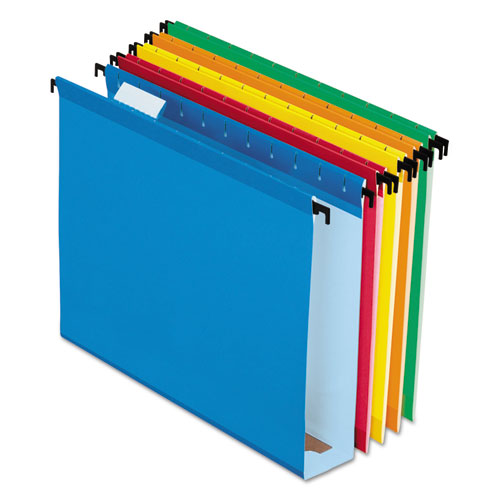 Image of Extra-Capacity SureHook Hanging Folders, 2" Capacity, Letter Size, 1/5-Cut Tabs, Assorted Colors, 20/Box