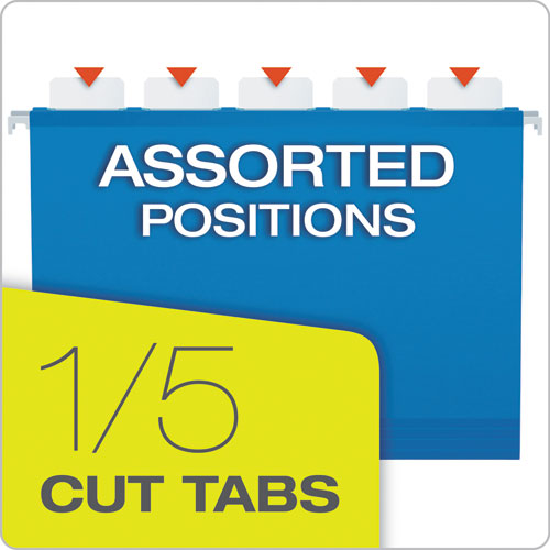 Image of SureHook Hanging Folders, Legal Size, 1/5-Cut Tabs, Blue, 20/Box