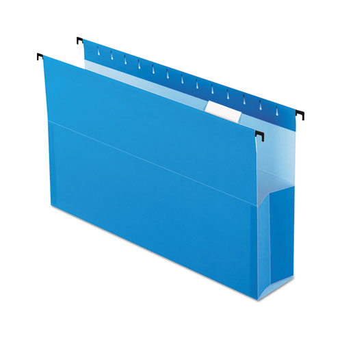 SureHook Reinforced Extra-Capacity Hanging Box File, 1 Section, 3" Capacity, Legal Size, 1/5-Cut Tabs, Blue, 25/Box