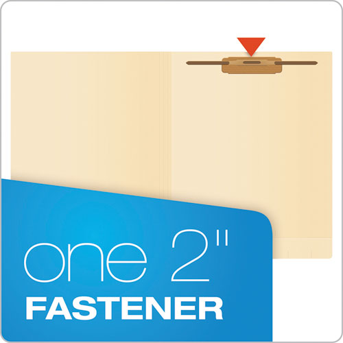 SmartShield End Tab Fastener Folders, 1 Fastener, Letter Size, Manila Exterior, 50/Box