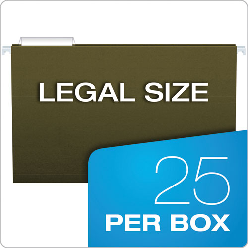 Image of Pendaflex® Standard Green Hanging Folders, Legal Size, 1/3-Cut Tabs, Standard Green, 25/Box