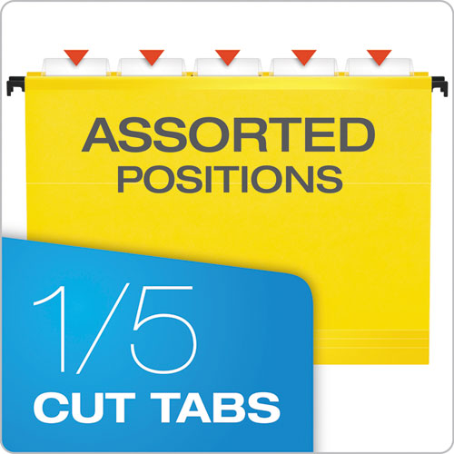 Image of SureHook Hanging Folders, Letter Size, 1/5-Cut Tabs, Yellow, 20/Box