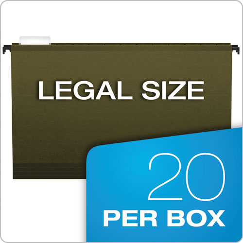 Image of Pendaflex® Surehook Hanging Folders, Legal Size, 1/5-Cut Tabs, Standard Green, 20/Box