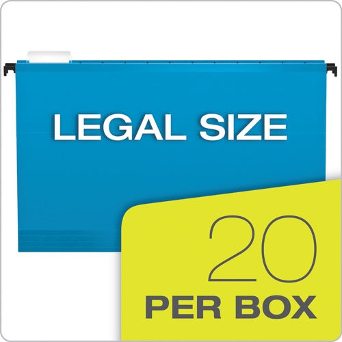 Image of SureHook Hanging Folders, Legal Size, 1/5-Cut Tabs, Blue, 20/Box