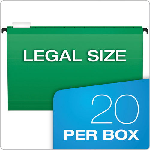 Image of SureHook Hanging Folders, Legal Size, 1/5-Cut Tabs, Bright Green, 20/Box