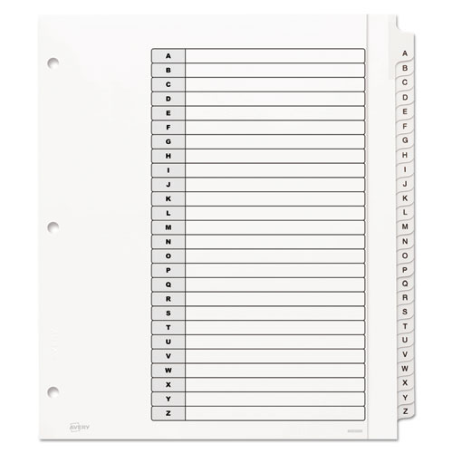 Customizable TOC Ready Index Black and White Dividers, 26-Tab, Letter