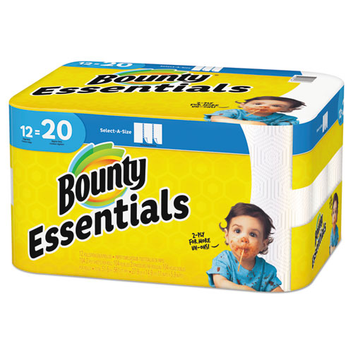 Bounty® Essentials Select-A-Size Kitchen Roll Paper Towels, 2-Ply, 104 Sheets/Roll, 12 Rolls/Carton