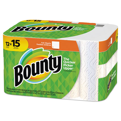 Kitchen Roll Paper Towels, 2-Ply, White, 45 Sheets/Roll, 12 Rolls/Carton