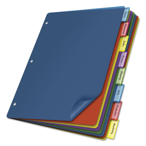 Image of Poly Index Dividers, 8-Tab, 11 x 8.5, Assorted, 4 Sets