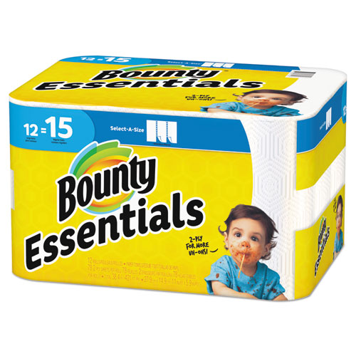 Bounty® Essentials Select-A-Size Kitchen Roll Paper Towels, 2-Ply, 78 Sheets/Roll, 12 Rolls/Carton