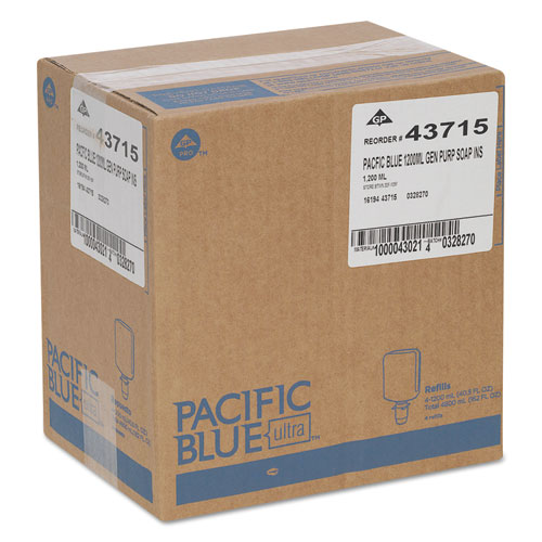 Image of Georgia Pacific® Professional Pacific Blue Ultra Foam Soap Manual Dispenser Refill, Pacific Citrus, 1,200 Ml, 4/Carton