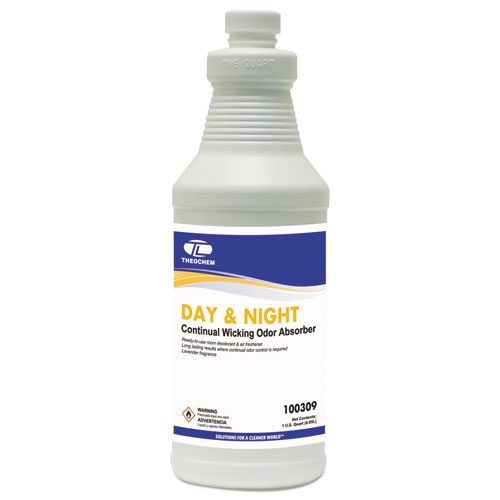 Theochem Laboratories Day And Night Wicking Odor Absorber, 32 Oz Bottle, Lavender, 12/Carton