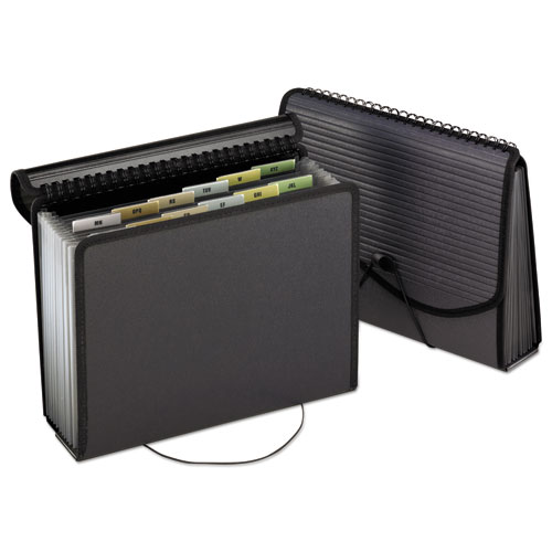 Image of Spiral Poly Expanding File, 4" Expansion, 13 Sections, Cord/Hook Closure, 1/6-Cut Tabs, Letter Size, Smoke