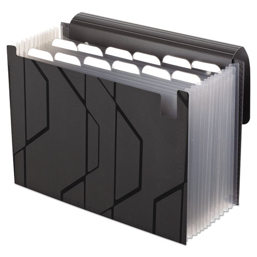 Image of Pendaflex® Sliding Cover Expanding File, 4" Expansion, 13 Sections, Cord/Hook Closure, 1/6-Cut Tabs, Letter Size, Black