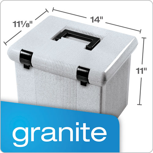 Portable File Boxes, Letter Files, 13.88" x 14" x 11.13", Granite