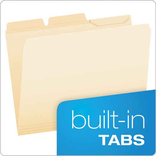 Ready-Tab Reinforced File Folders, 1/3-Cut Tabs, Letter Size, Manila, 50/Pack