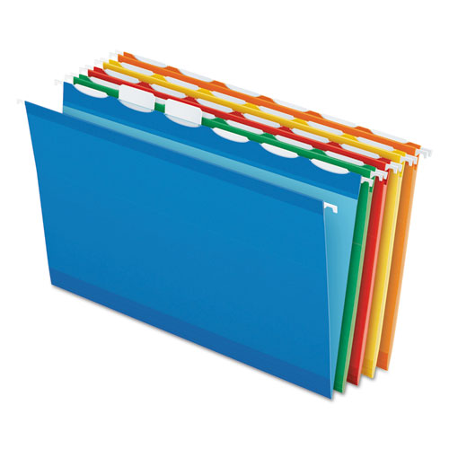READY-TAB COLORED REINFORCED HANGING FOLDERS, LEGAL SIZE, 1/6-CUT TAB, ASSORTED, 25/BOX