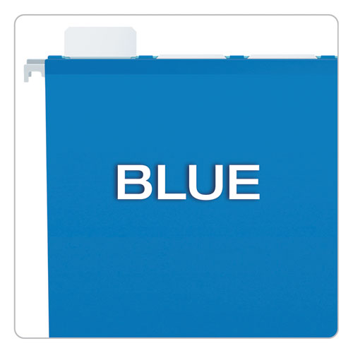 Ready-Tab Colored Reinforced Hanging Folders, Letter Size, 1/5-Cut Tab, Blue, 25/Box