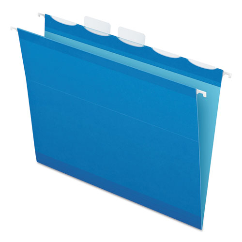 Ready-Tab Colored Reinforced Hanging Folders, Letter Size, 1/5-Cut Tabs, Blue, 25/Box