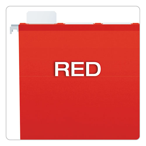 Image of Pendaflex® Ready-Tab Colored Reinforced Hanging Folders, Letter Size, 1/5-Cut Tabs, Red, 25/Box