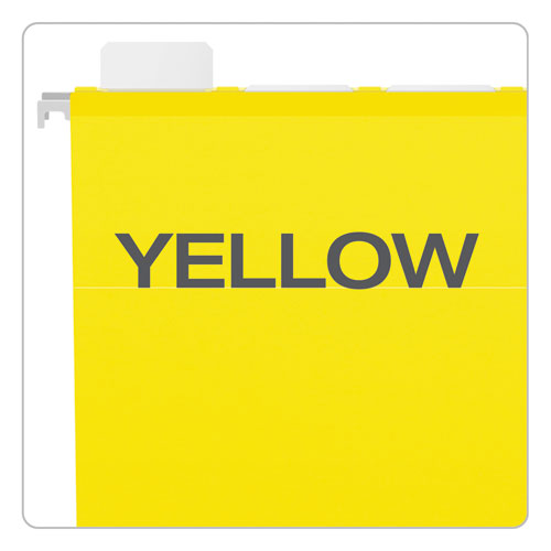 Ready-Tab Colored Reinforced Hanging Folders, Letter Size, 1/5-Cut Tabs, Yellow, 25/Box