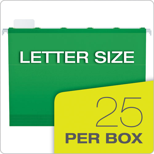 Image of Pendaflex® Ready-Tab Colored Reinforced Hanging Folders, Letter Size, 1/5-Cut Tabs, Bright Green, 25/Box
