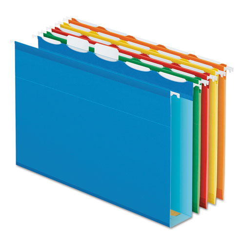 Image of Pendaflex® Ready-Tab Extra Capacity Reinforced Colored Hanging Folders, Letter Size, 1/5-Cut Tabs, Assorted Colors, 20/Box