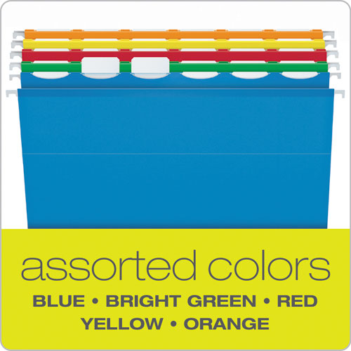 Image of Ready-Tab Extra Capacity Reinforced Colored Hanging Folders, Legal Size, 1/6-Cut Tabs, Assorted Colors, 20/Box