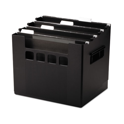Portable Desktop File With Hanging Folders, Letter Size, 10 Long, Black