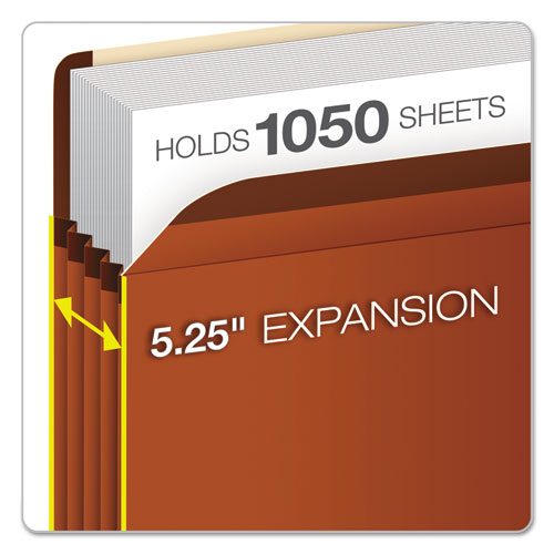 Image of Pendaflex® Premium Reinforced Expanding File Pockets, 5.25" Expansion, Letter Size, Red Fiber, 5/Box