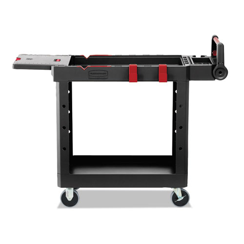 Image of Rubbermaid® Commercial Heavy Duty Adaptable Utility Cart, Plastic, 2 Shelves, 500 Lb Capacity, 17.8" X 46.2" X 36", Black