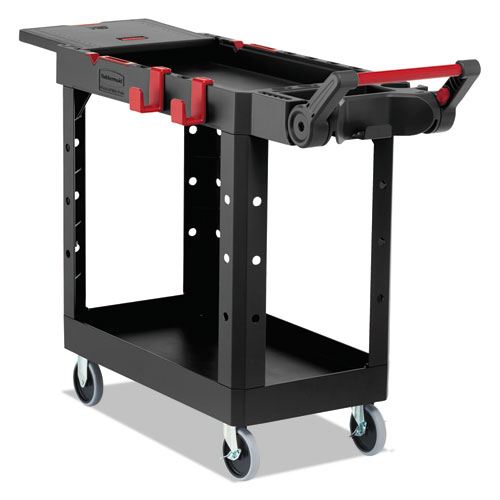 Rubbermaid® Commercial Heavy Duty Adaptable Utility Cart, 2 Shelves, 17.8w x 46.2d x 36h, Black