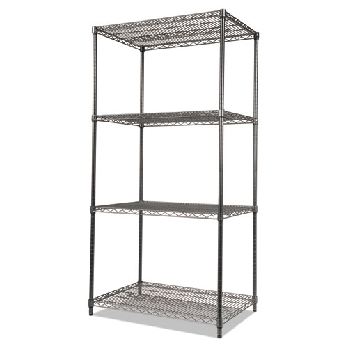 Image of Wire Shelving Starter Kit, Four-Shelf, 36w x 18d x 72h, Black Anthracite